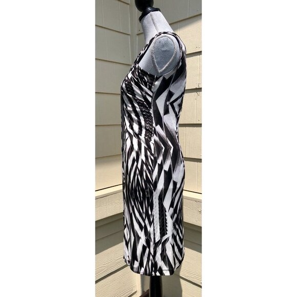 Ted Baker Jersey Knit Black & White Print Pleat Wrap Dress Size 1 XS - Picture 4 of 6